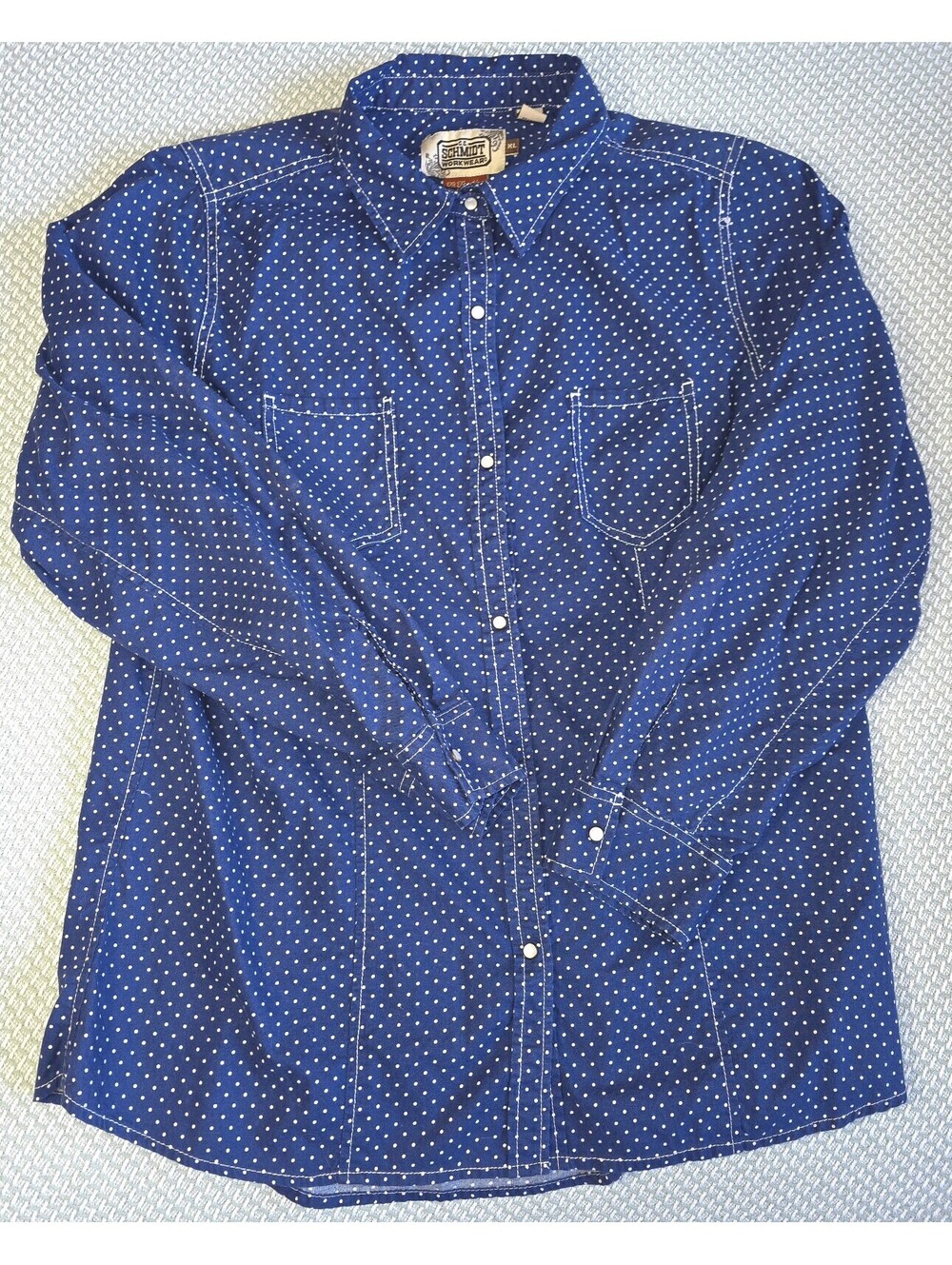 Women's polka dot western shirt by C.E. Schmidt with pearl snap buttons